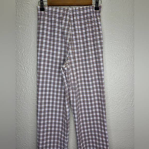 Brandy Melville Tildan Trouser Straight Fit Stretch Waist Brown White Size Xs/S - Picture 6 of 11
